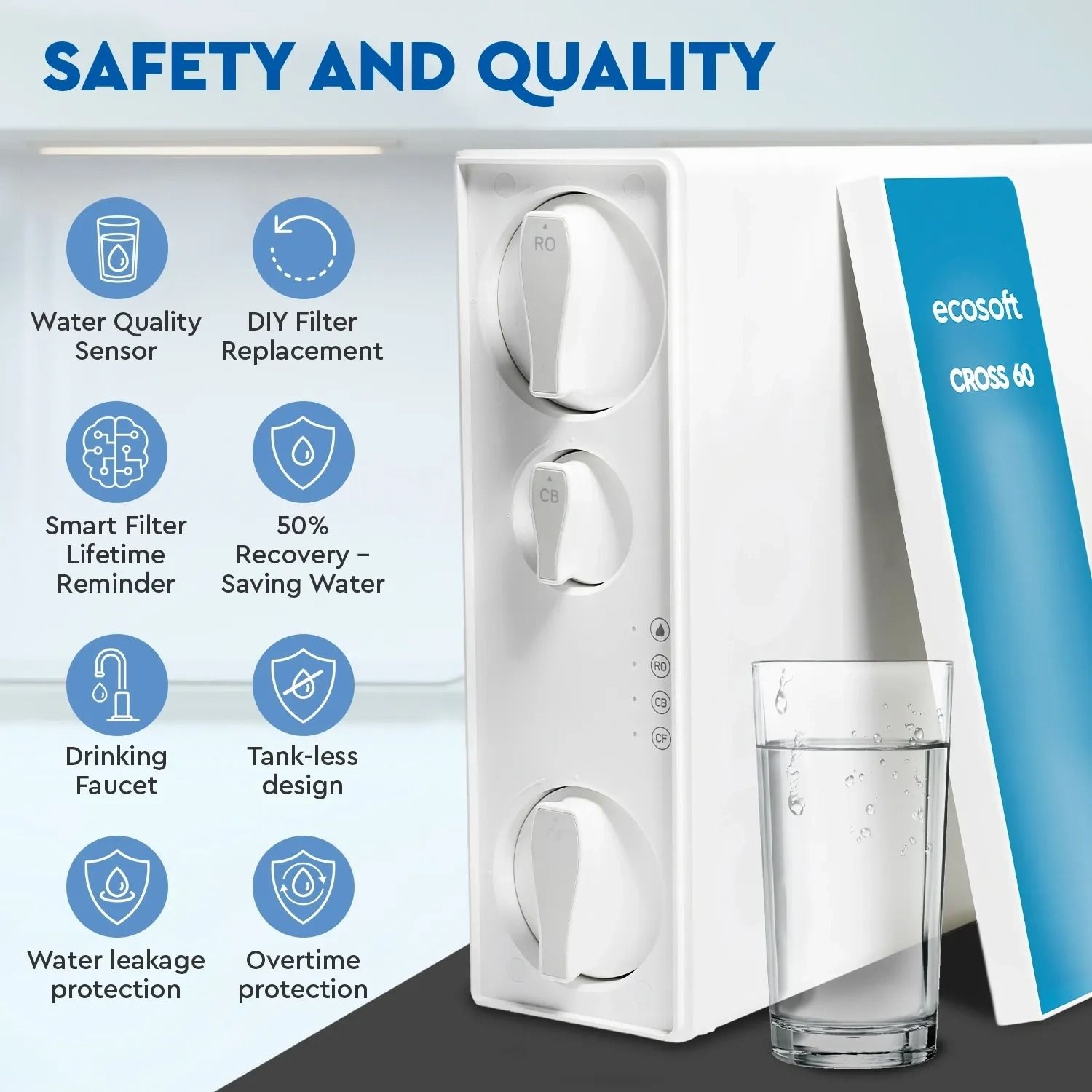 Ecosoft CROSS 60 tiesioginio srauto atvirkštinio osmoso filtras - obrazek 5