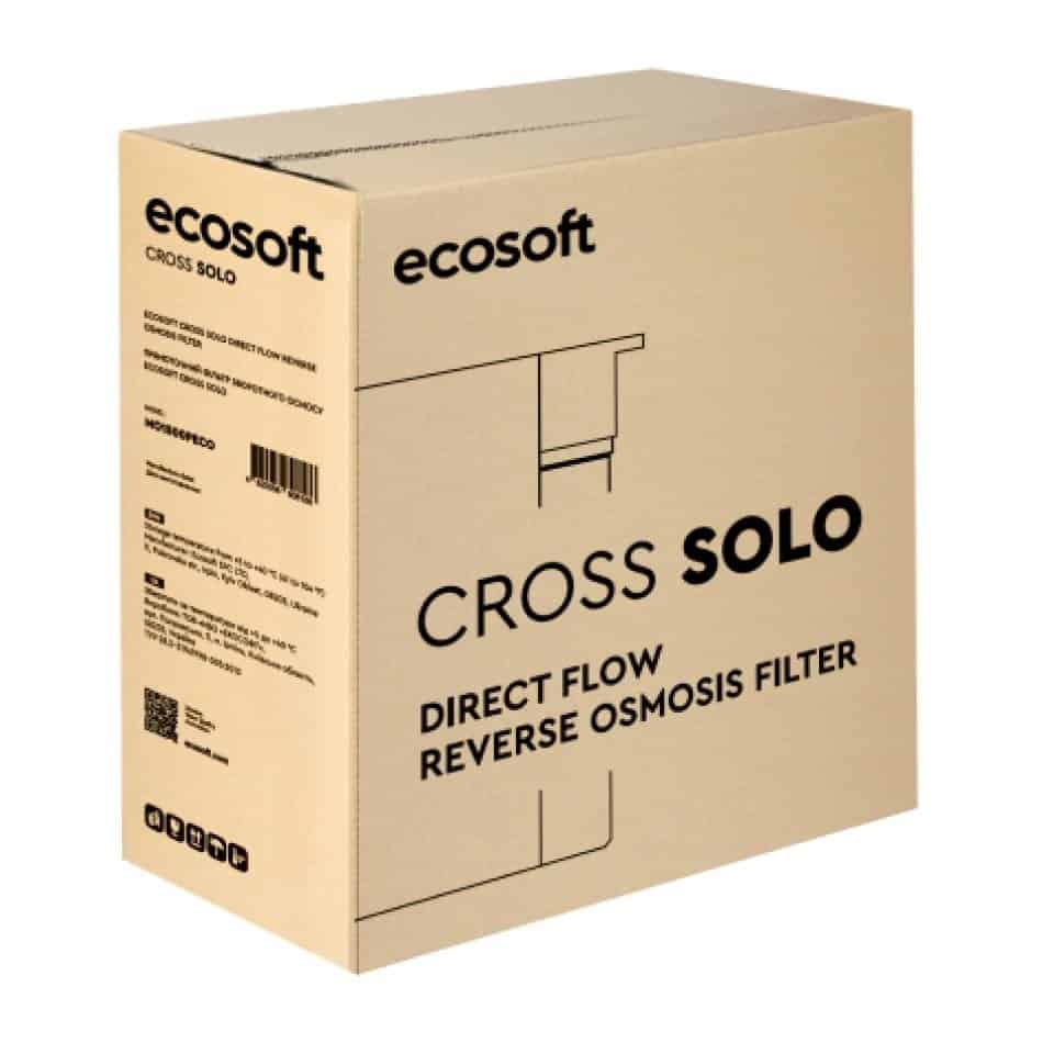 Ecosoft Cross Solo Reverse Osmosis Filter Box, water purification, direct flow, high-quality filtration system, for clean drinking water.