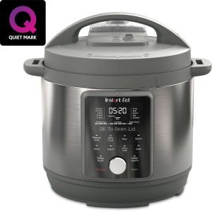 Quiet Mark certified modern electric pressure cooker with digital display and multiple cooking functions for versatile, energy-efficient meal preparation.