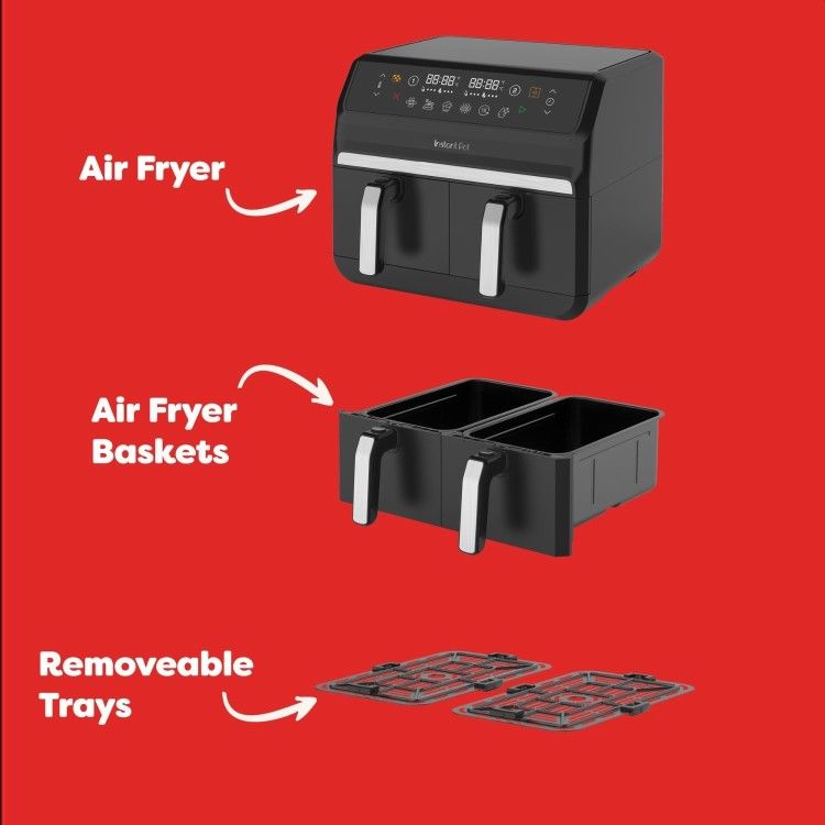 Instant Pot Vortex Dual 8L 8-in-1 oro gruzdintuvė su dviem stalčiais - obrazek 5