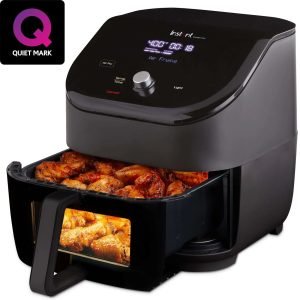 Quiet mark approved air fryer with digital display for healthy cooking and crispy results. Perfect for quick meals and energy-efficient kitchen appliances.