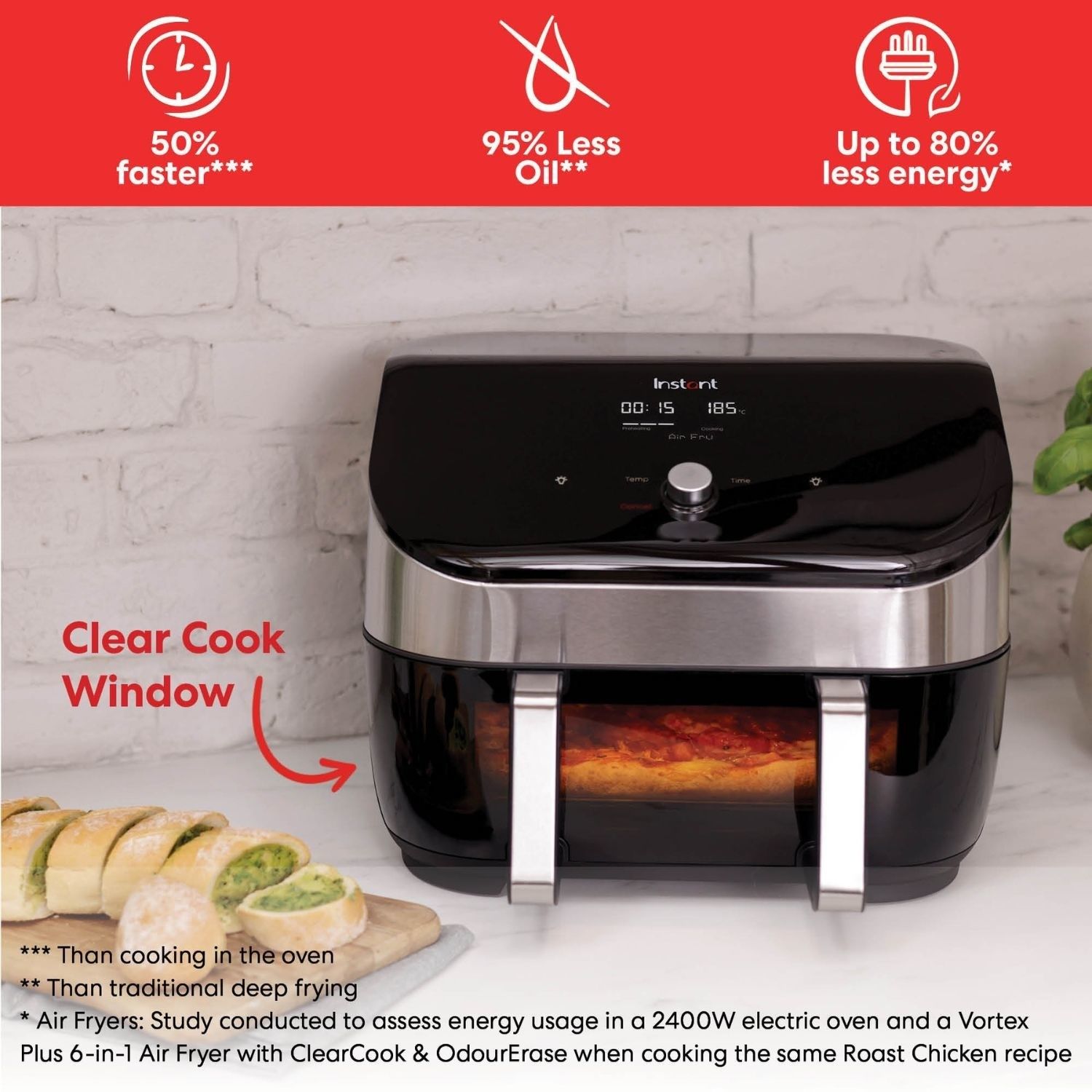 Instant Vortex Plus VersaZone 8.5L oro gruzdintuvė su ClearCook – nerūdijantis plienas - obrazek 5