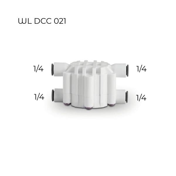 WL DCC 021 water filter housing for efficient water purification and filtration, featuring 1/4 inch inlet and outlet connections, durable design for residential and commercial use, compatible with various filter cartridges.