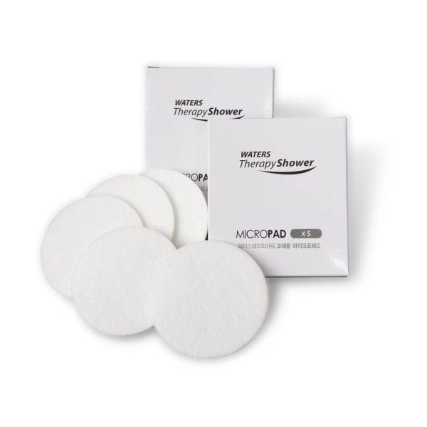 Microfiber shower filter pads for water filtration and skin protection.