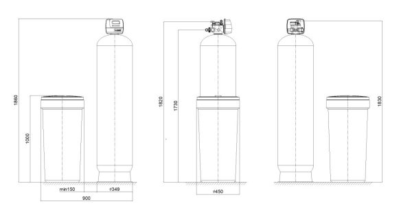 Vandens minkštinimo komplektas (14x65) 1" CLACK CI vožtuvas - 100 Litrų : UŽPILDAS - ECOMIX C - obrazek 2